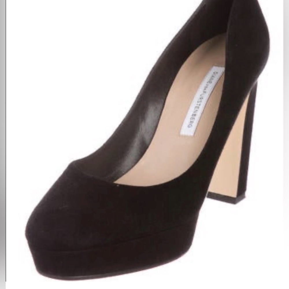 NWOT Diane Von Furstenberg Women’s Black Suede Platform Heels Size 8.5